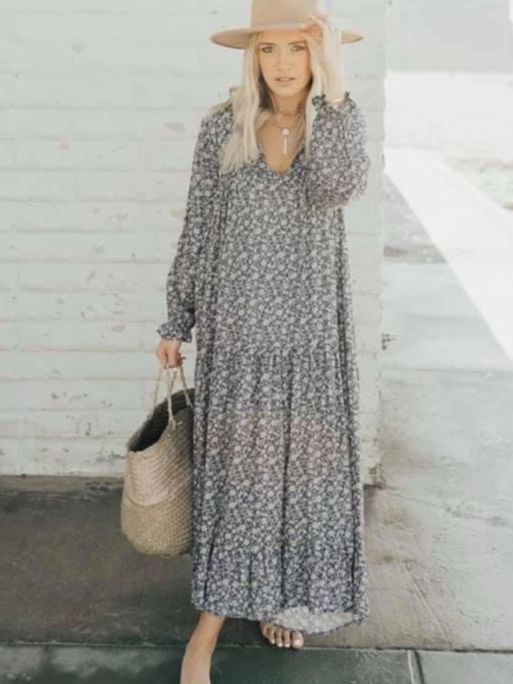 Carly Jean Los Angeles Laurel Midi Maxi Dress Blue Floral